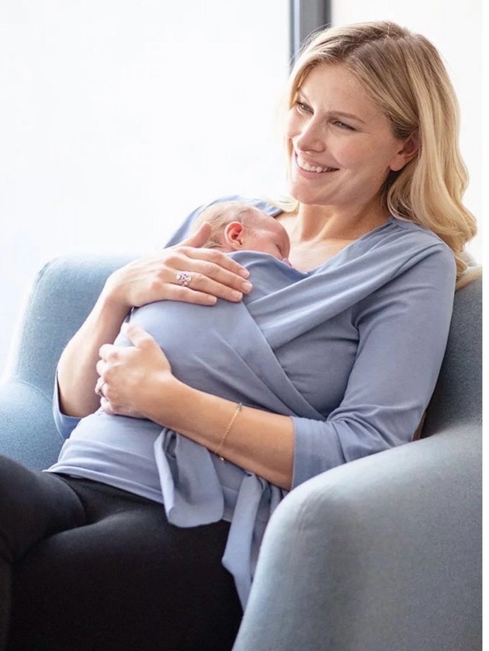 Seraphine Winifred Skin to Skin Babywear Top Slate Blue L NIB